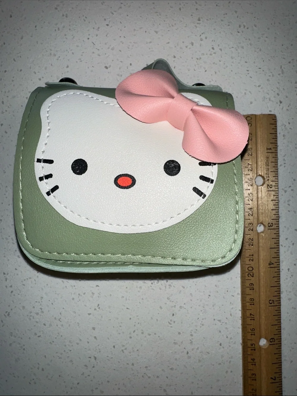 Hello Kitty Green Mini Handbag/Crossbody with Pink Bow Hello Kitty Face, NWT